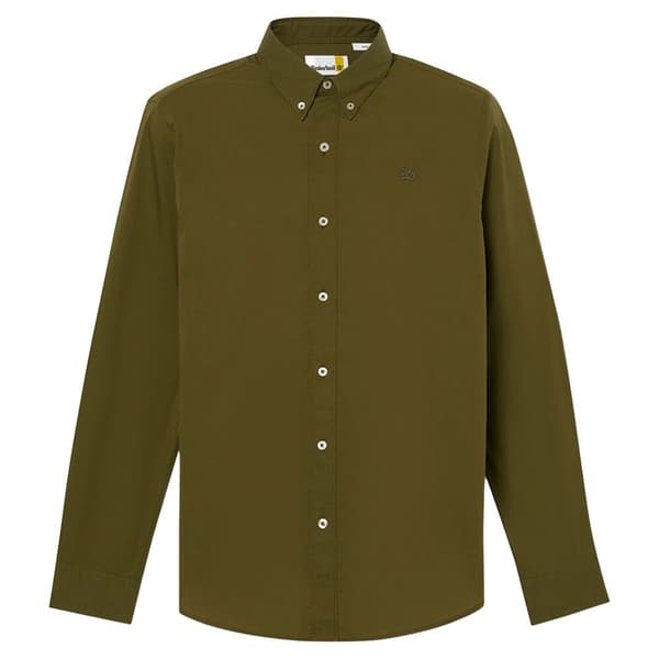 Timberland Stretch Poplin Skjorte Med Lange ærmer Grøn L Mand