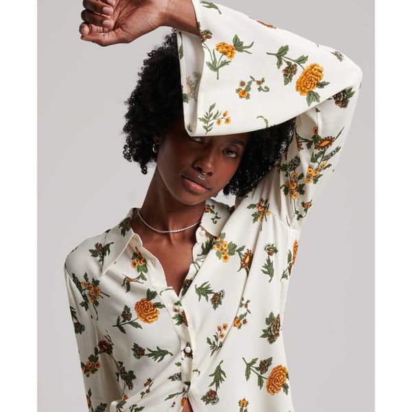 Superdry Studios Seventies Skjorta Med Långa ärmar Vit 2XS Kvinna