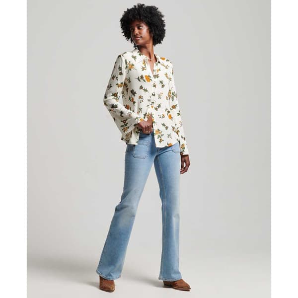 Superdry Studios Seventies Skjorta Med Långa ärmar Vit 2XS Kvinna