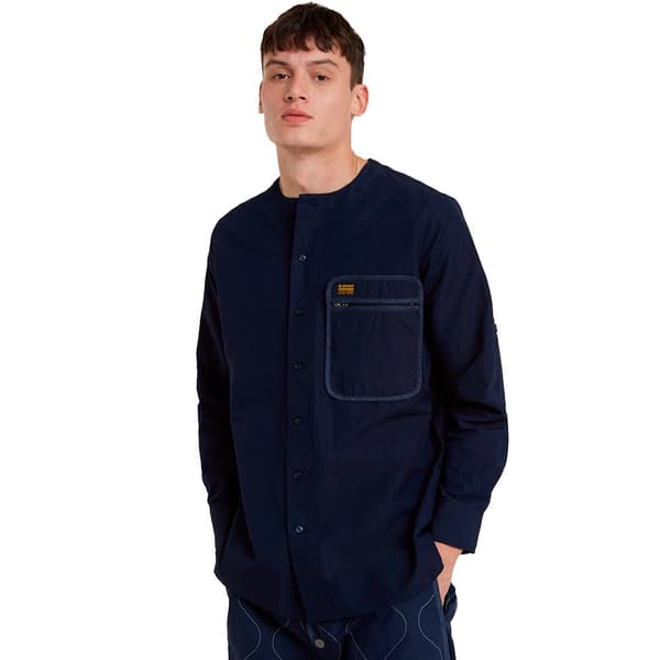 G-star Collarless Skjorte Med Lange ærmer Blå L Mand