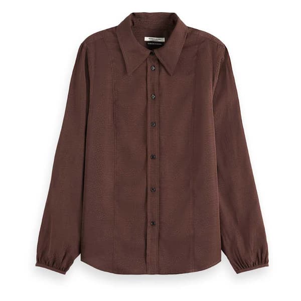 Scotch & Soda Viscose Jacquard Skjorta Med Långa ärmar Brun 38 Kvinna