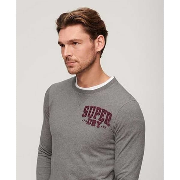 Superdry Vintage Athletic Chest T-shirt Med Lång ärm Grå S Man