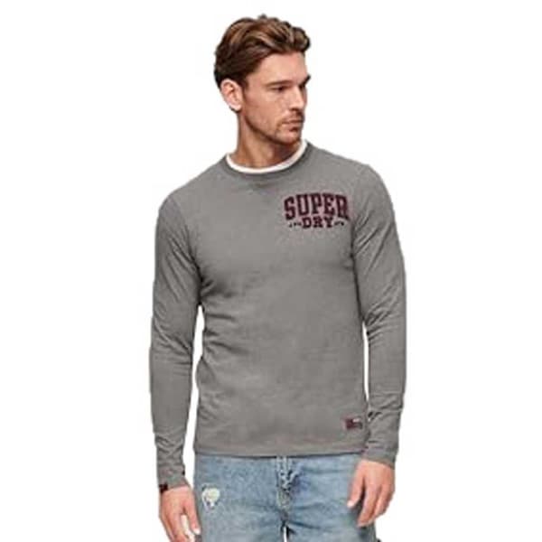 Superdry Vintage Athletic Chest T-shirt Med Lång ärm Grå S Man