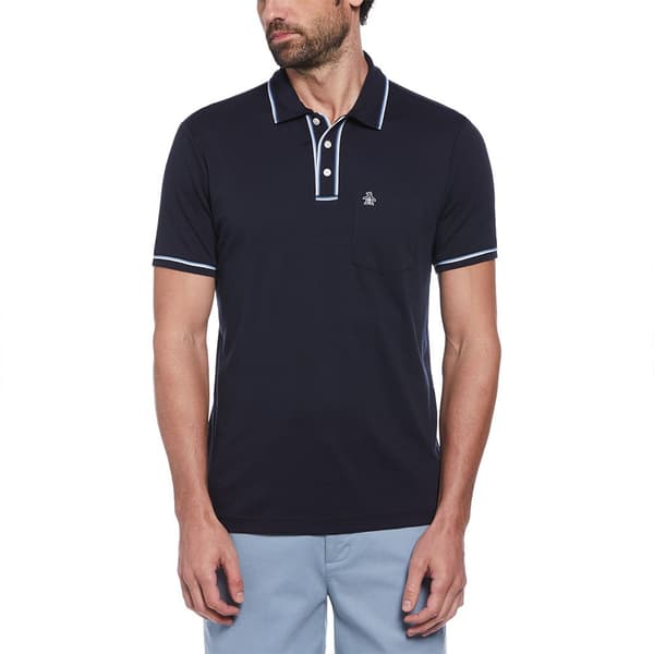 Original Penguin Earl Organic Interlock 3d Sticker Pete Kortærmet Polo Blå XL Mand