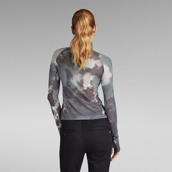 G-star Blurry Camo Långärmad T-shirt Med Hög Hals Grå XS Kvinna