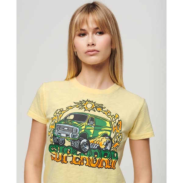 Superdry Neon Motor Graphic Fitted T-shirt Med Korta ärmar Gul XS Kvinna