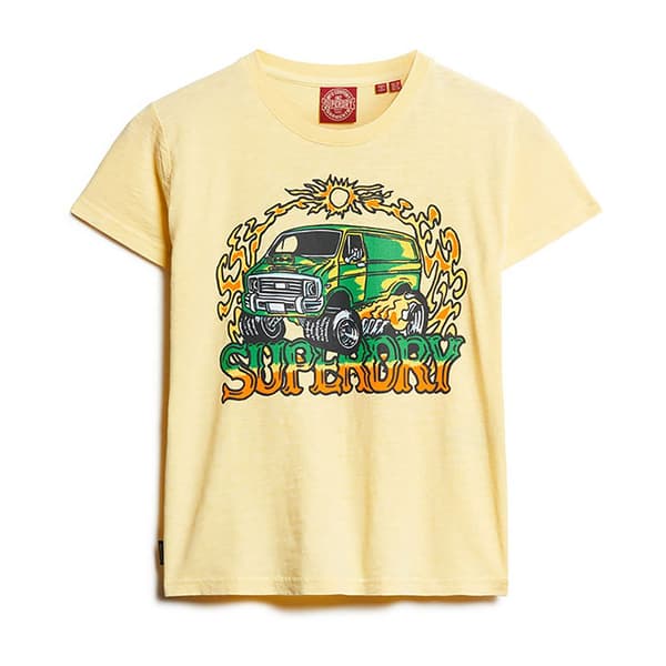 Superdry Neon Motor Graphic Fitted T-shirt Med Korta ärmar Gul XS Kvinna