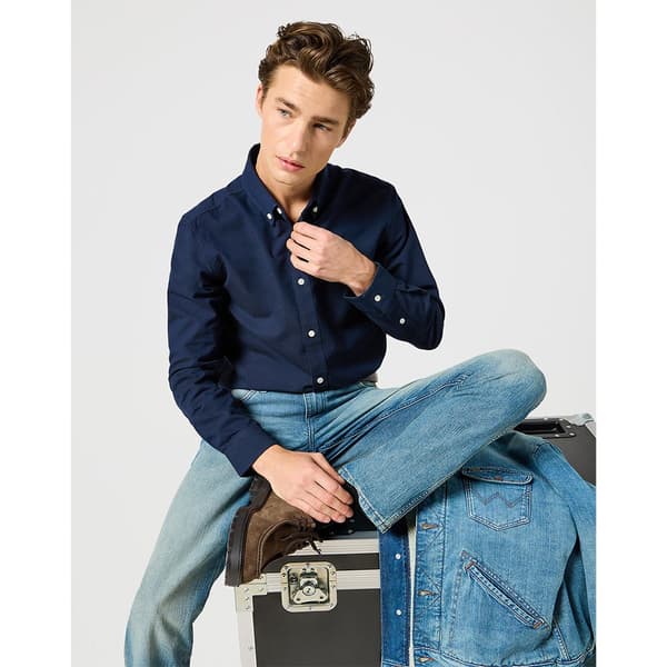 Wrangler Oxford Skjorte Med Lange ærmer Blå M Mand