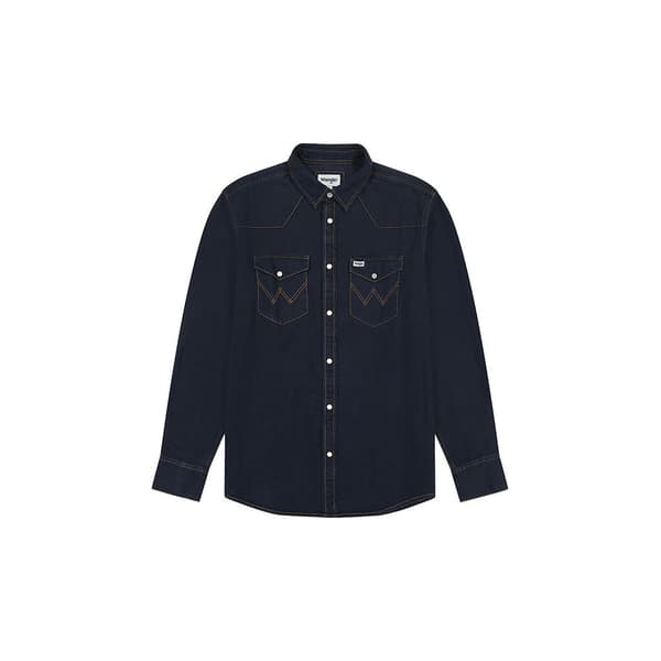 Wrangler Western Skjorte Med Lange ærmer Blå L Mand