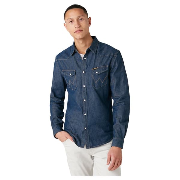 Wrangler Western Pitkähihainen Paita Sininen L Mies