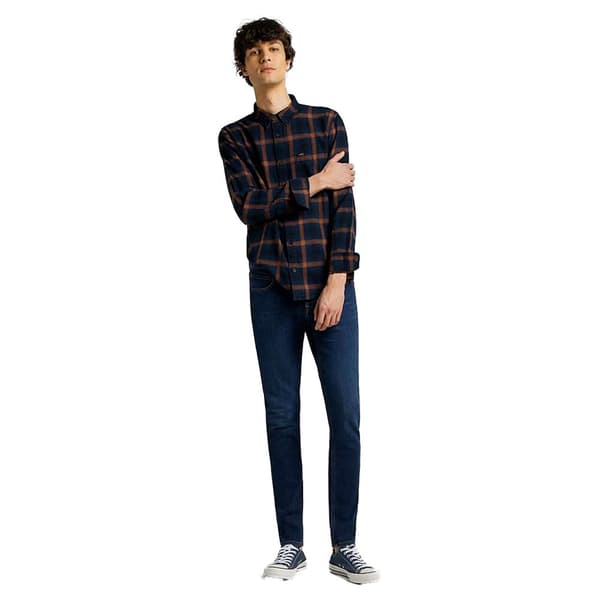 Lee Button Down Skjorte Med Lange ærmer Rød L Mand