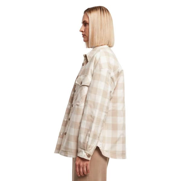Urban Classics Flanell Over Skjorte Med Lange ærmer Beige 5XL Kvinde