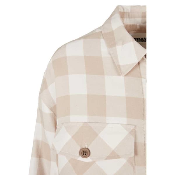 Urban Classics Flanell Over Skjorte Med Lange ærmer Beige 5XL Kvinde