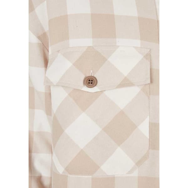 Urban Classics Flanell Over Skjorte Med Lange ærmer Beige 5XL Kvinde