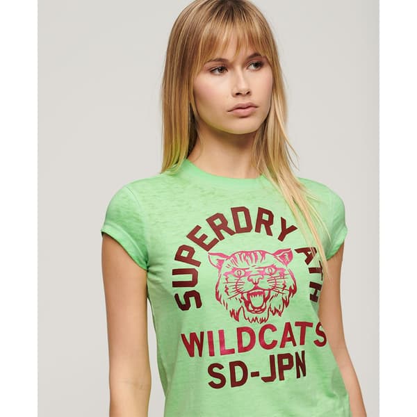 Superdry Varsity Burnout Cap T-shirt Med Korta ärmar Grönt S Kvinna