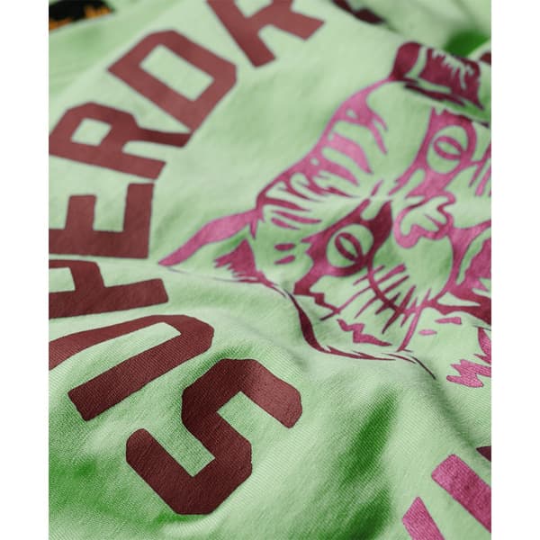 Superdry Varsity Burnout Cap T-shirt Med Korta ärmar Grönt S Kvinna