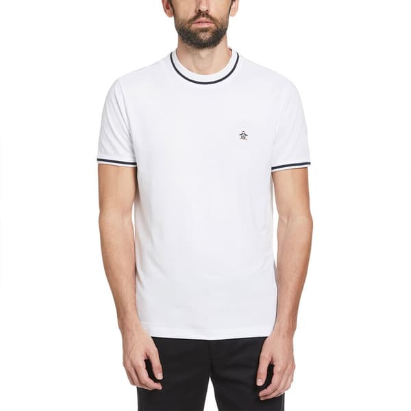 Original Penguin Organic Piqueue Ribbed Tipping T-shirt Med Korta ärmar Vit L Man