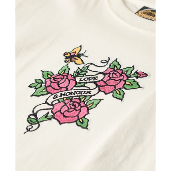 Superdry Tattoo Embroidered Fitted T-shirt Med Korta ärmar Beige XS Kvinna