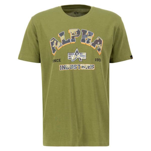 Alpha Industries College Camo T T-shirt Med Korta ärmar Grönt M Man