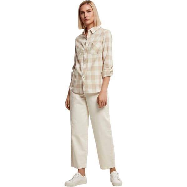 Urban Classics Turnup Checked Skjorte Med Lange ærmer Hvid 4XL Kvinde
