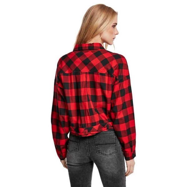 Urban Classics Oversized Check Skjorte Med Lange ærmer Rød 4XL Kvinde