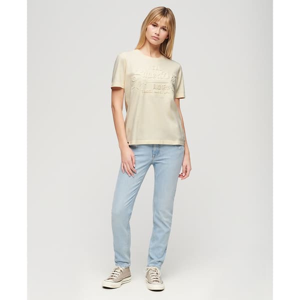 Superdry Embossed Vl Relaxed Lyhythihainen T-paita Beige L Nainen