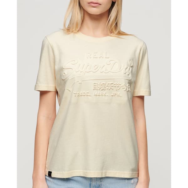 Superdry Embossed Vl Relaxed Lyhythihainen T-paita Beige L Nainen