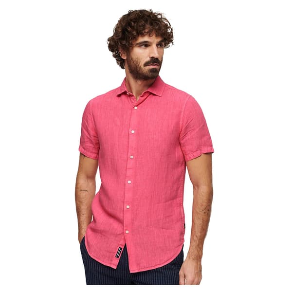 Superdry Studios Casual Linen Lyhythihainen T-paita Pinkki S Mies