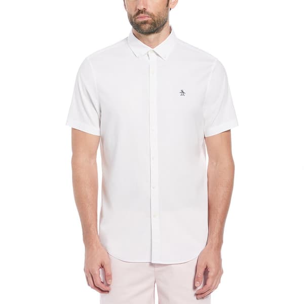 Original Penguin Oxford Stretch No Pocket Kortärmad Skjorta Vit XL Man