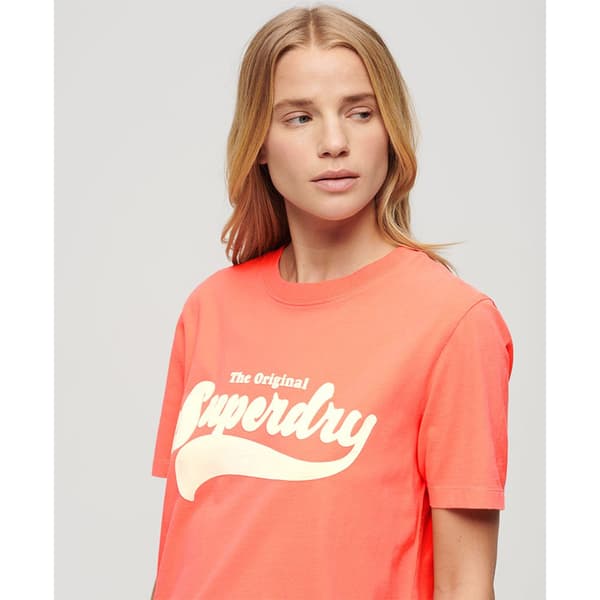 Superdry Retro Flock Relaxed T-shirt Med Korta ärmar Röd M Kvinna
