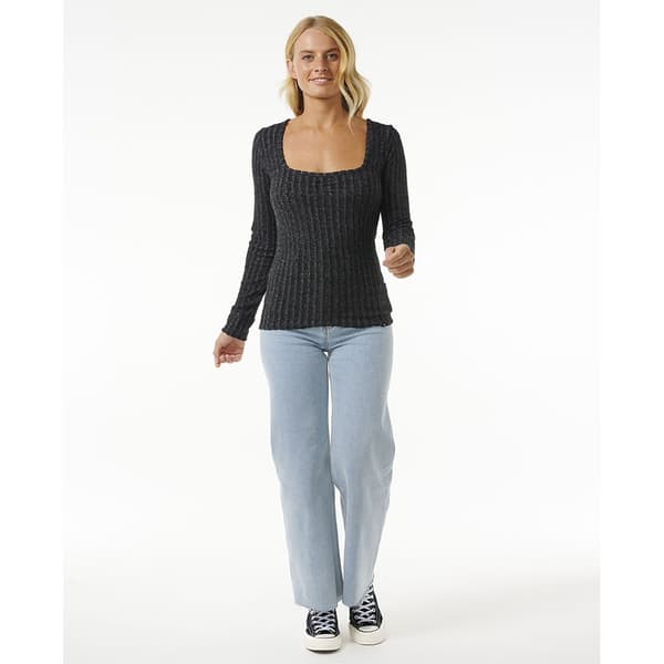Rip Curl Open Neck Cosy T-shirt Med Lång ärm Svart S Kvinna