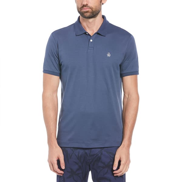 Original Penguin Daddy Organic Interlock Sticker Pete Kortärmad Polotröja Blå L Man