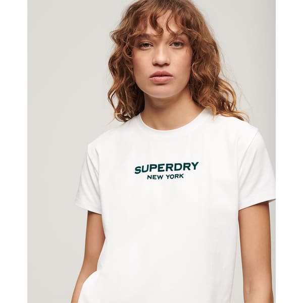 Superdry Sport Luxe Graphic Fitted T-shirt Med Korta ärmar Vit M Kvinna
