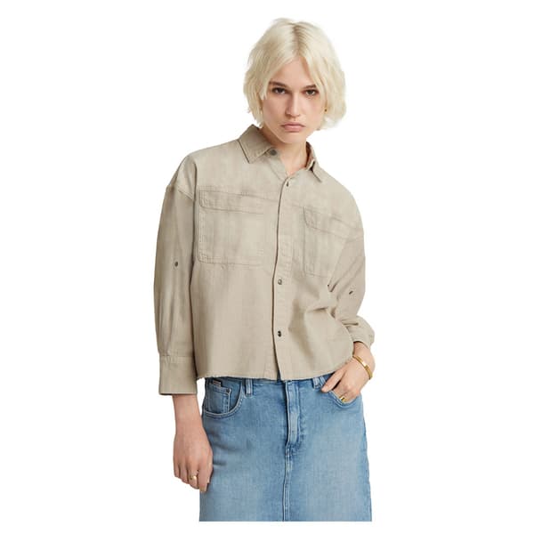 G-star Cut Off Skjorta Beige L Kvinna