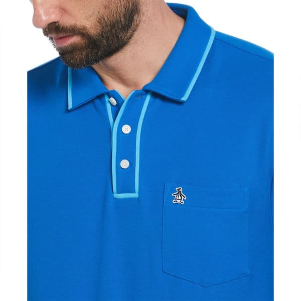 Original Penguin Earl Org Pique Sticker Pete Kortærmet Polo Blå M Mand