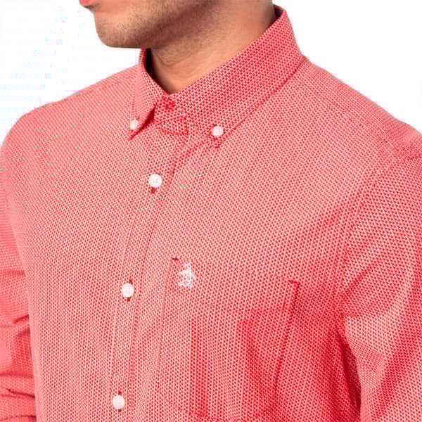Original Penguin Eco Aop Mini Geo Skjorta Med Långa ärmar Rosa M Man