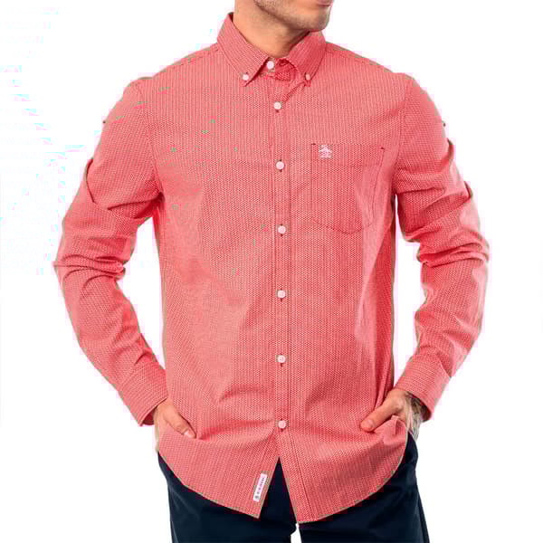Original Penguin Eco Aop Mini Geo Skjorta Med Långa ärmar Rosa M Man