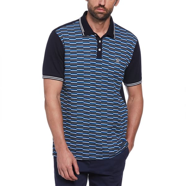 Original Penguin Jacquard Front Int Kortærmet Polo Blå M Mand