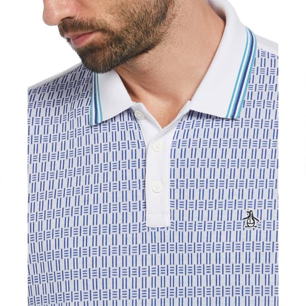 Original Penguin Jacquard Interlock Mini Lines Kortärmad Polotröja Vit M Man