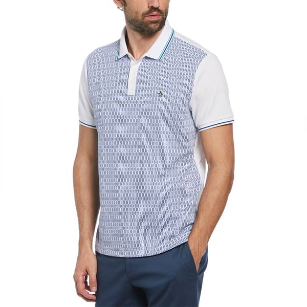 Original Penguin Jacquard Interlock Mini Lines Kortärmad Polotröja Vit M Man