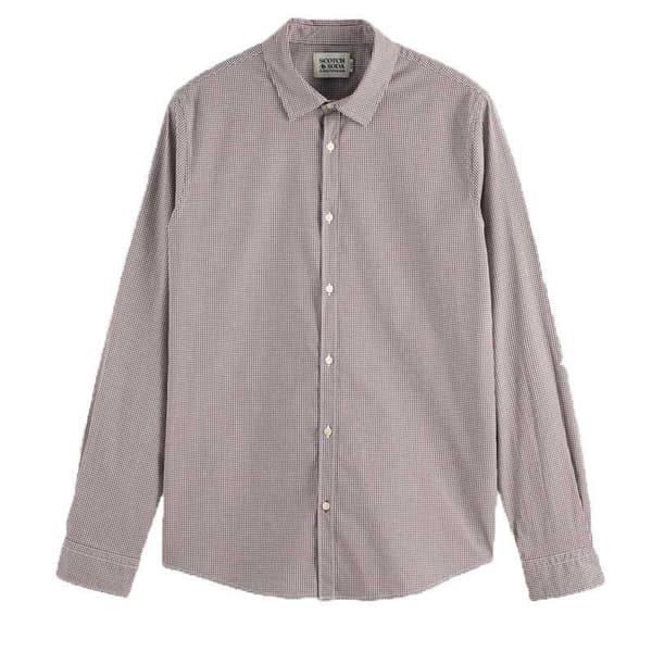 Scotch & Soda Micro Check Skjorta Med Långa ärmar Brun L Man