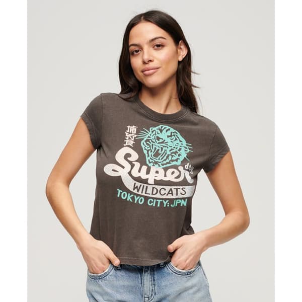 Superdry Embellished Poster Cap Slv T-shirt Med Korta ärmar Grå XL Kvinna