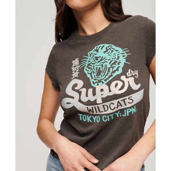 Superdry Embellished Poster Cap Slv T-shirt Med Korta ärmar Grå XL Kvinna