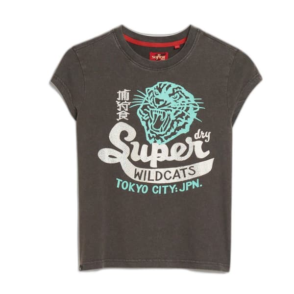 Superdry Embellished Poster Cap Slv T-shirt Med Korta ärmar Grå XL Kvinna