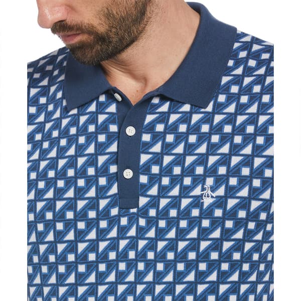 Original Penguin Ao Jacquard Kortärmad Polotröja Blå M Man
