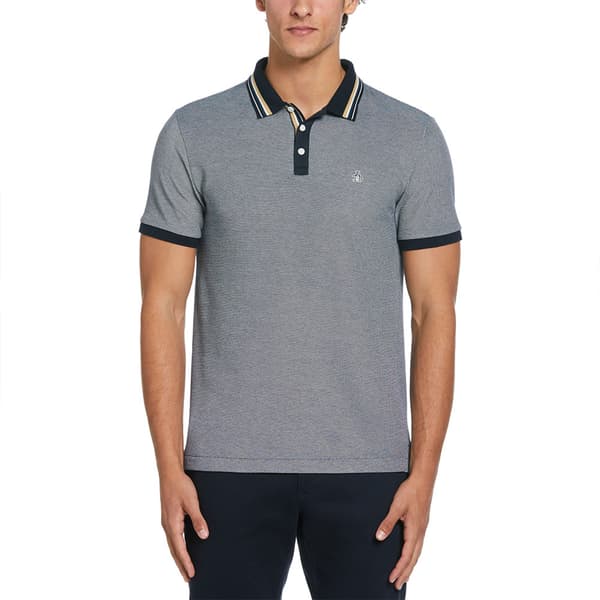 Original Penguin Birdseye Pique Tipped Kortärmad Polotröja Grå M Man