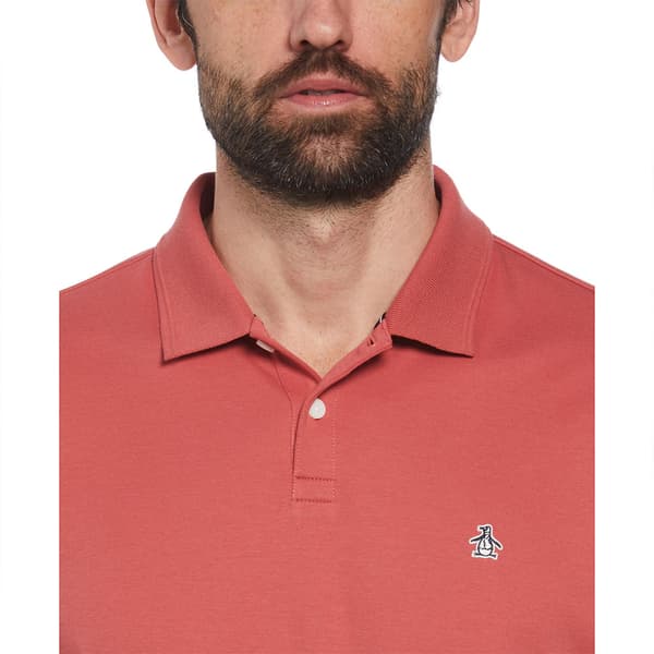 Original Penguin Daddy Organic Interlock Sticker Pete Kortärmad Polotröja Röd M Man