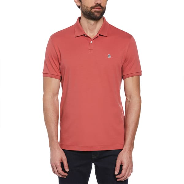 Original Penguin Daddy Organic Interlock Sticker Pete Kortärmad Polotröja Röd M Man