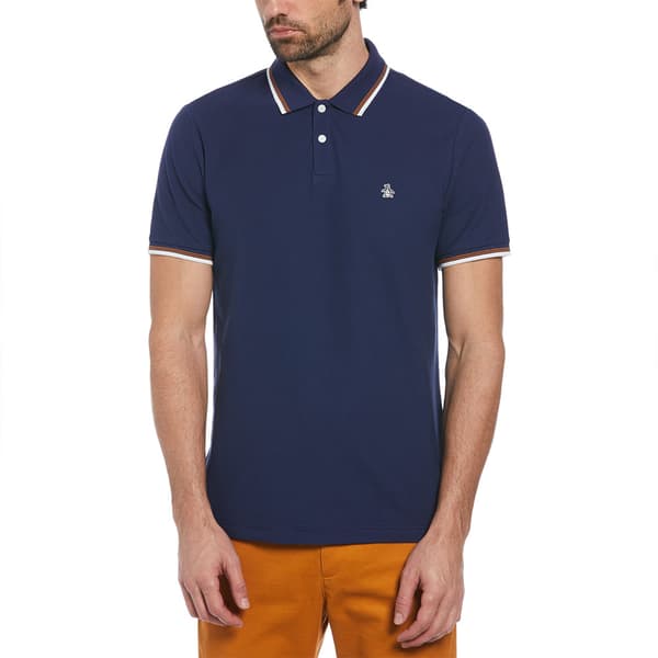 Original Penguin Tipped Organic Pique Sticker Pete Kortærmet Polo Blå M Mand