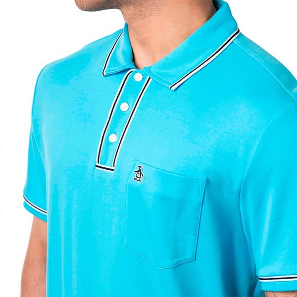 Original Penguin Earl Organic Interlock Kortärmad Polotröja Blå L Man